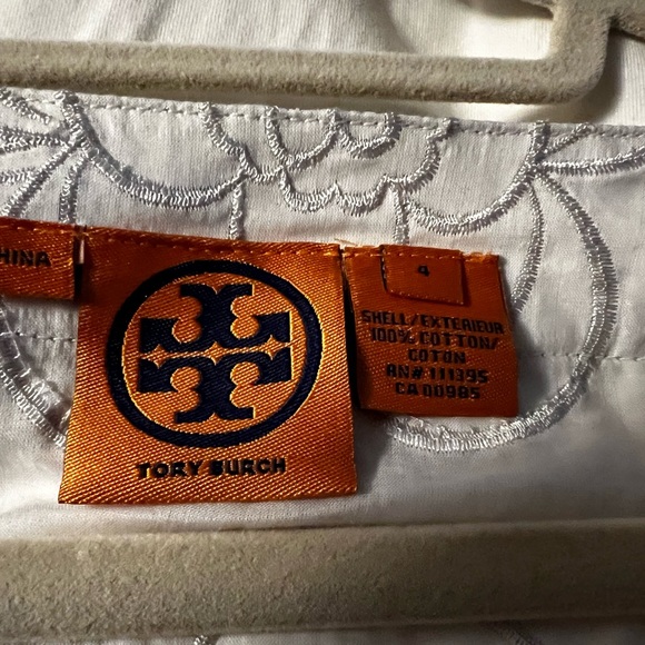 TORY BURCH White Silver METALLIC Tunic Top 4 - Picture 3 of 3